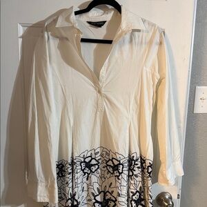 Chic Cream and Black Floral Tunic